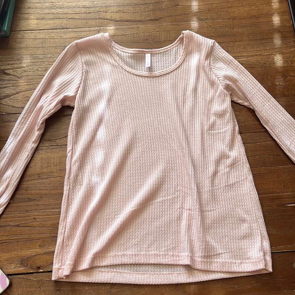 pink waffle long sleeve shirt